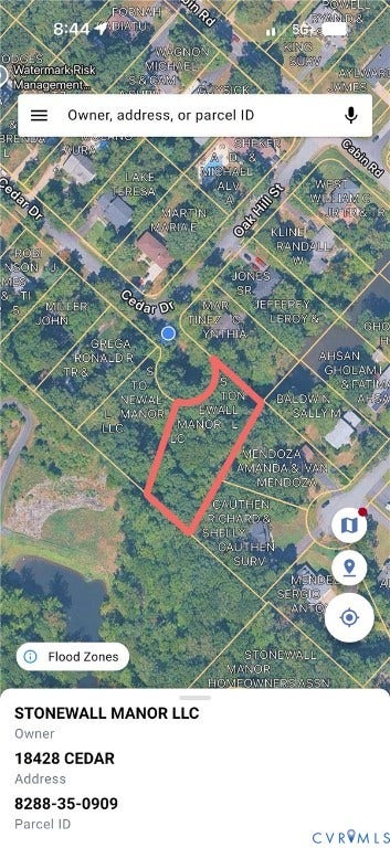 18428 Cedar Drive, Cedar Dr, Triangle, VA 22172 Property Tax Map. Identifying the parcel boundaries and ownership records for the property