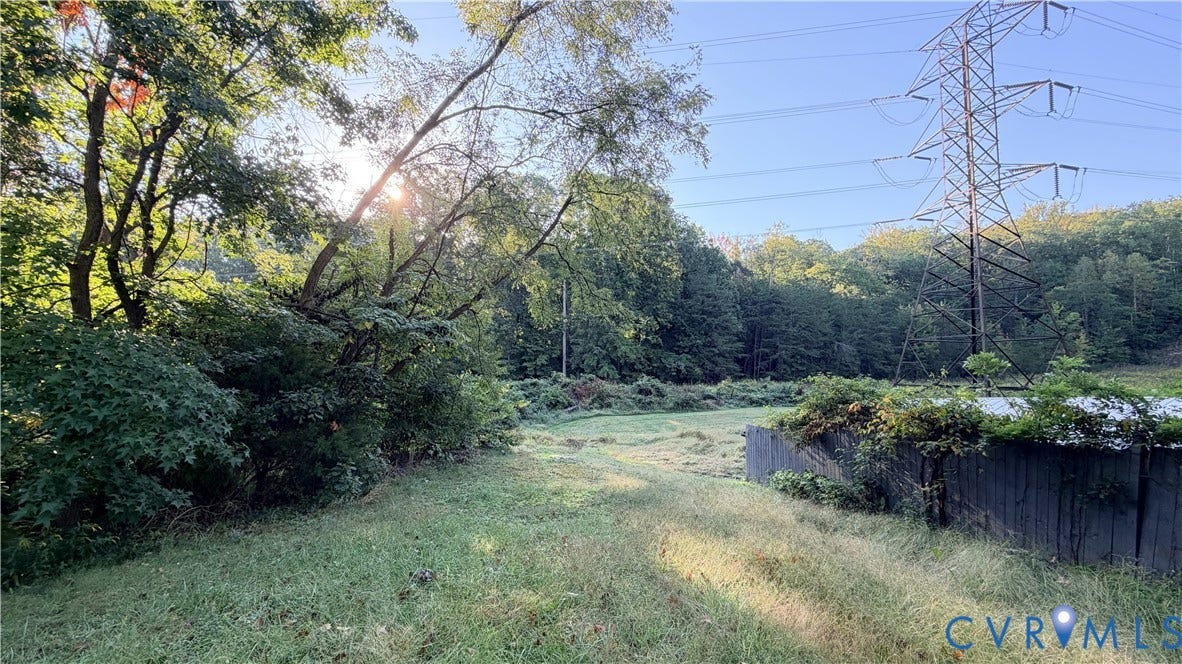 Expansive lot featuring mature trees, natural vegetation, and vertical timber fencing