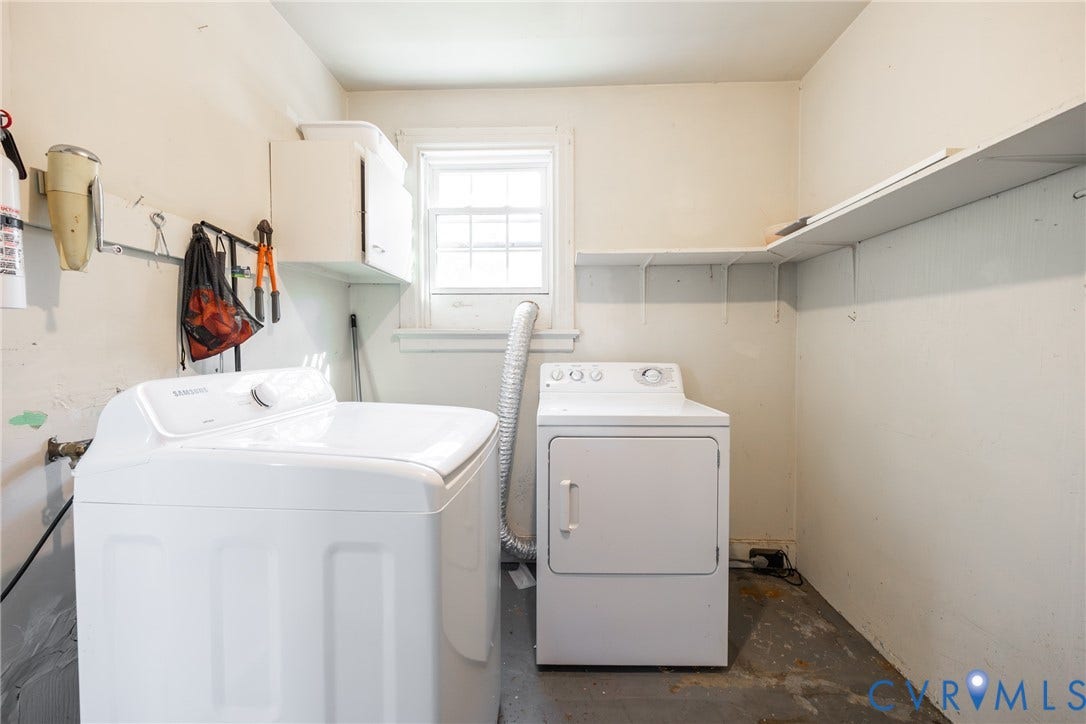 6614 Monument Avenue, Westhaven, Henrico, VA 23226 Utility room featuring a single-hung window, built-in wall shelving, and wall-mounted storage hardware