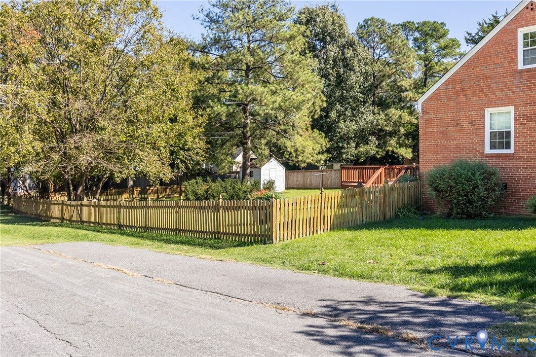 6614 Monument Avenue, Westhaven, Henrico, VA 23226 Dedicated off street parking and view of fenced in backyard from Stillwell Rd