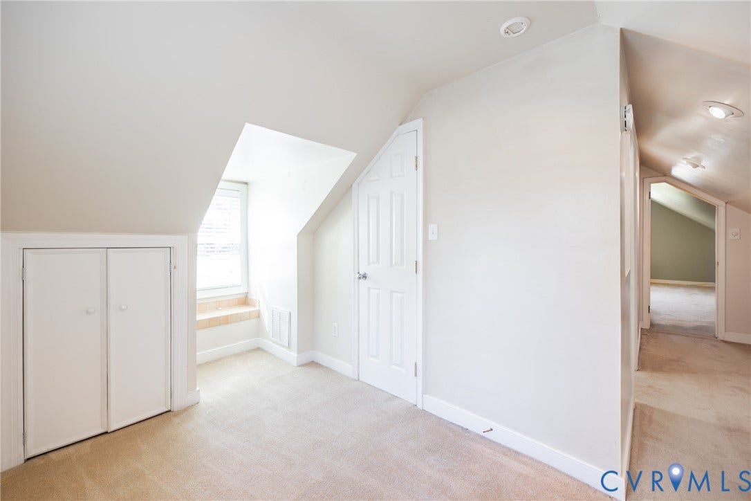 6614 Monument Avenue, Westhaven, Henrico, VA 23226 Vaulted ceilings, built-in under-eave storage cabinetry, recessed lighting, and a multi-panel interior door