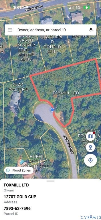 12707 Gold Cup Trail, Gold Cup, Manassas, VA 20112 Property Record. Aerial map illustrating parcel boundaries and ownership data for the property