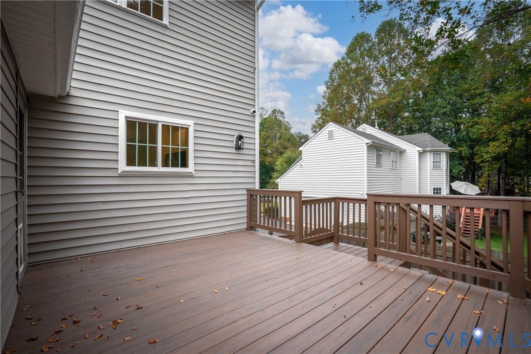 8060 Pebblepath Parkway, Hanover, VA 23111 Elevated deck featuring composite wood-finish decking and perimeter railing