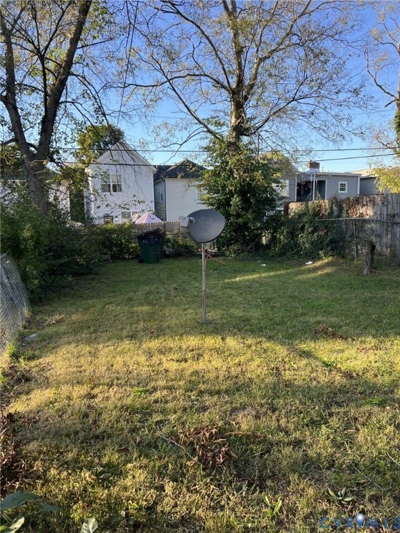 1512 N 23rd Street, Church Hill, Richmond, VA 23223 Backyard featuring a grass lawn, perimeter fencing, and mature trees