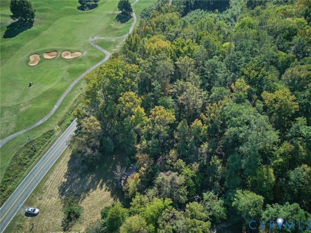 2010 Manakin Road, Sycamore Creek, Goochland, VA 23103 Aerial perspective of wooded parcel featuring dense mature timber and asphalt road frontage