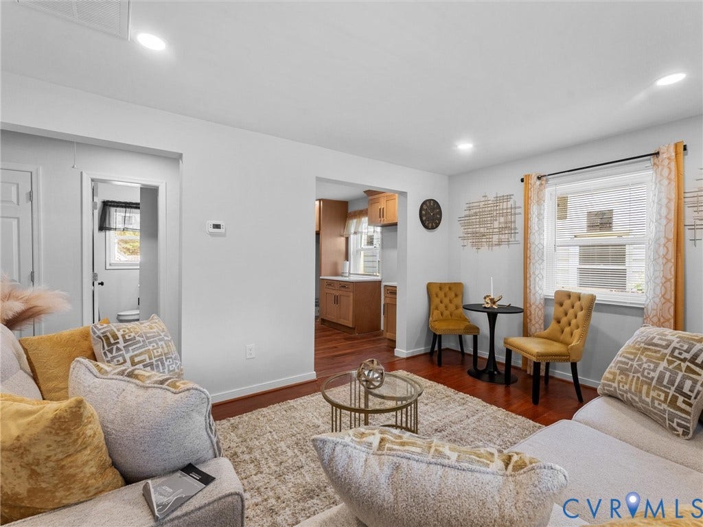 1826 Claiborne Street, Byrd Park, Richmond, VA 23220 Interior featuring recessed lighting, wood-finish flooring, and natural light via multi-pane windows
