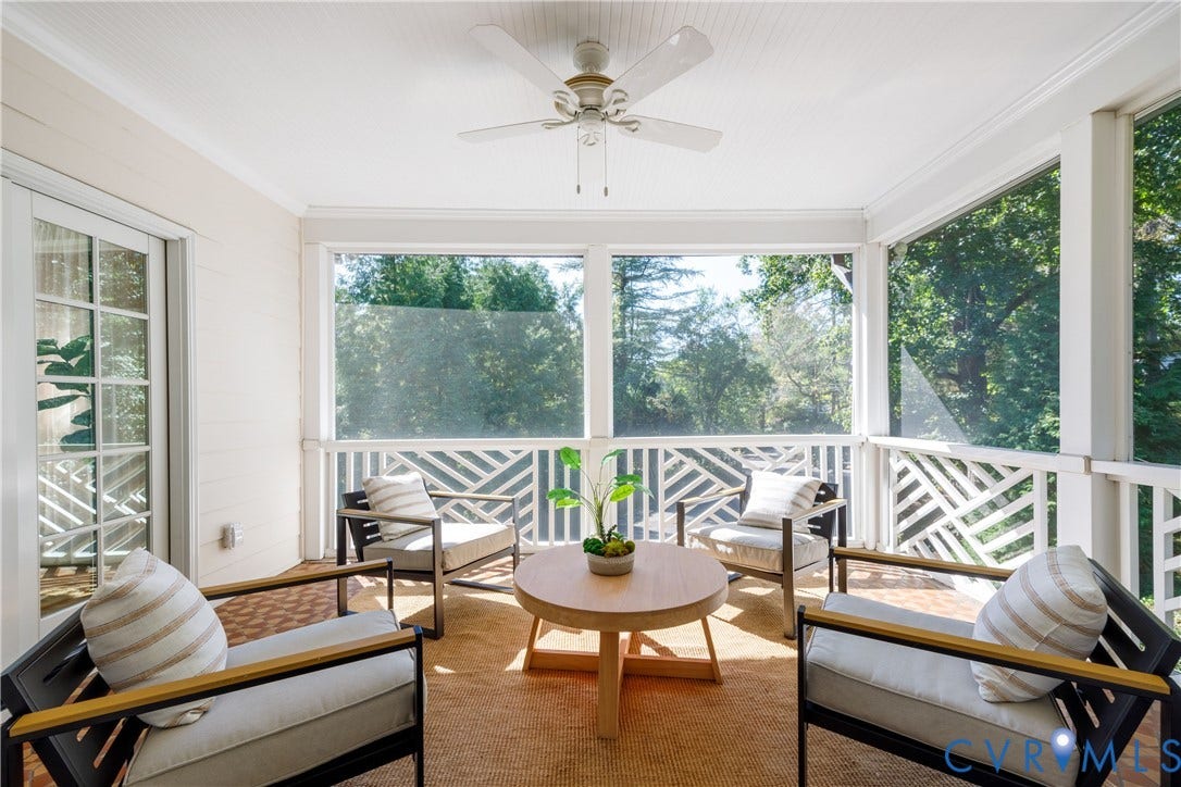 6805 River Road, Westham Ridge, Henrico, VA 23229 The lovely screened in porch extends the living space to the outdoors for three more seasons.