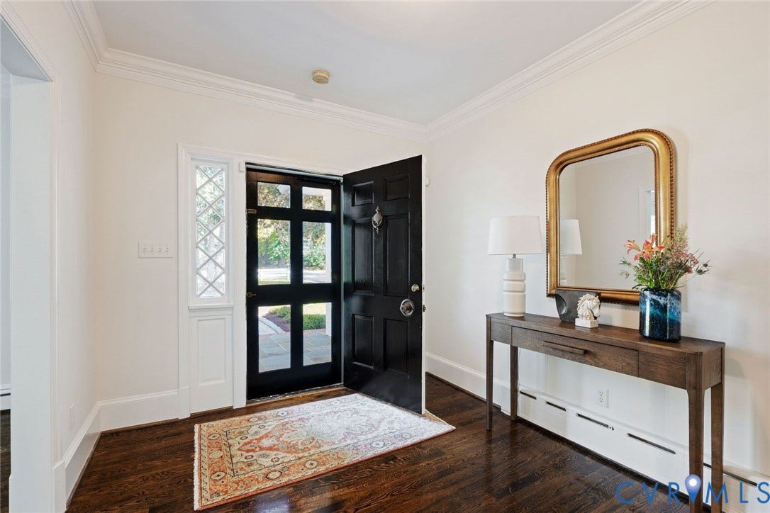 6805 River Road, Westham Ridge, Henrico, VA 23229 Welcoming foyer with hardwoods and elegant moldings.