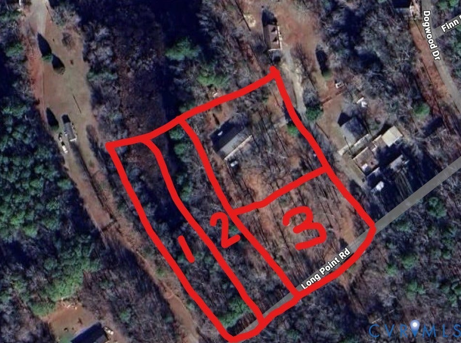 773 Long Point Road, Montross, VA 22469 Aerial Site Plan. Indicating the parcel boundaries and designated subdivisions of the property