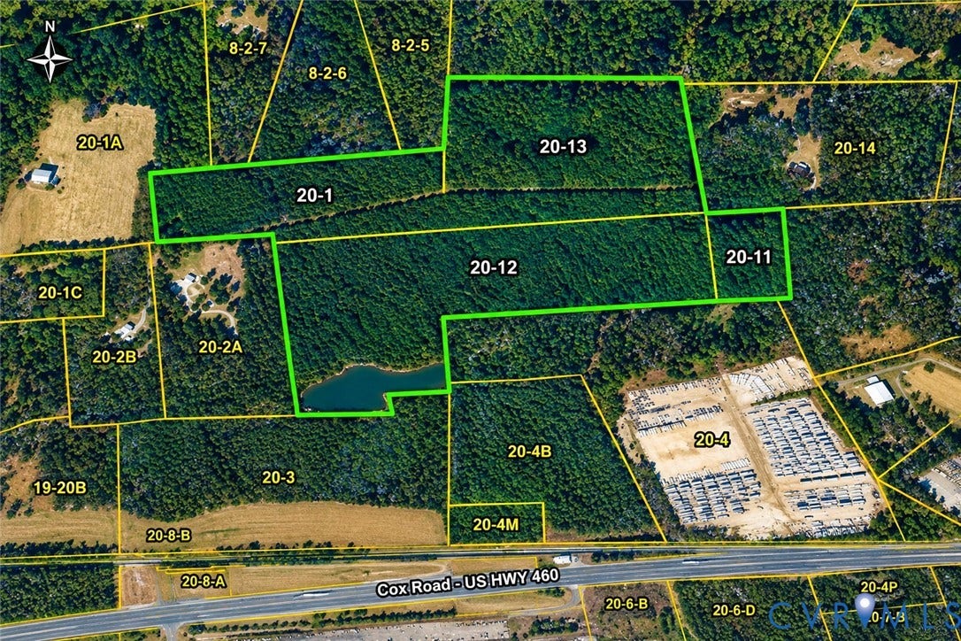0 Walkers Pond Drive, Sutherland, VA 23885 Tax Parcel Map. Identifying the official boundaries and designations for the property