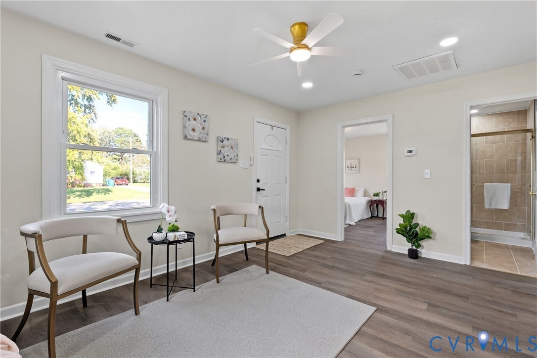 3207 Winchester Street, Henrico, VA 23231 Wood-finish flooring, recessed lighting, ceiling fan with light fixture, and dual interior entryways