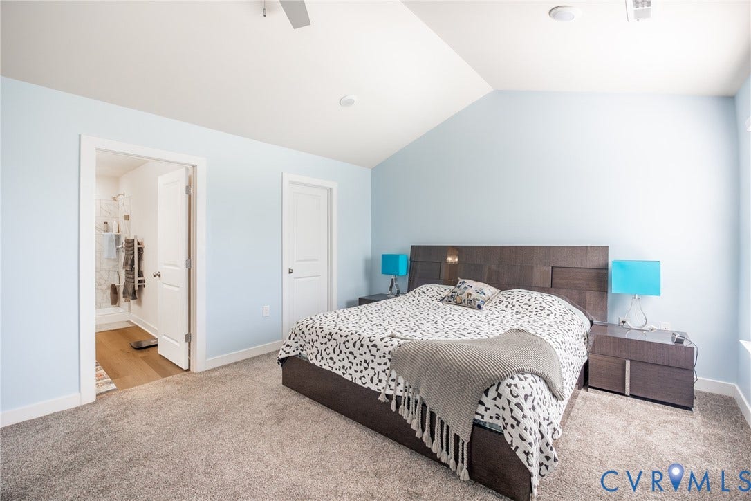 12548 Petrel Crossing, Midlothian, VA 23112 Neutral-toned interior space featuring plush carpeting, dual windows with integrated blinds, and a central ceiling-mounted light fixture