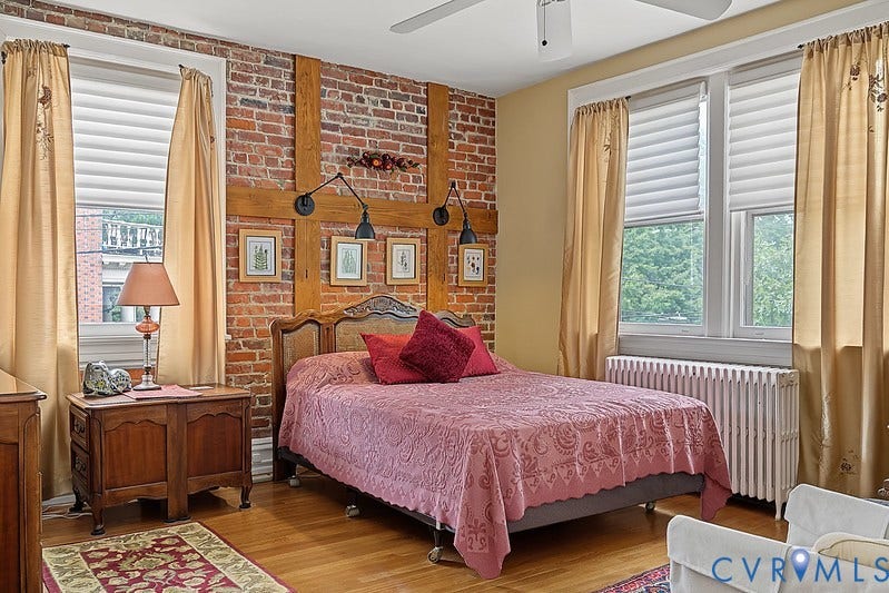 2923 Monument Avenue, #U2, Museum District, Richmond, VA 23221 Walk in tiled shower with antique marble basin.