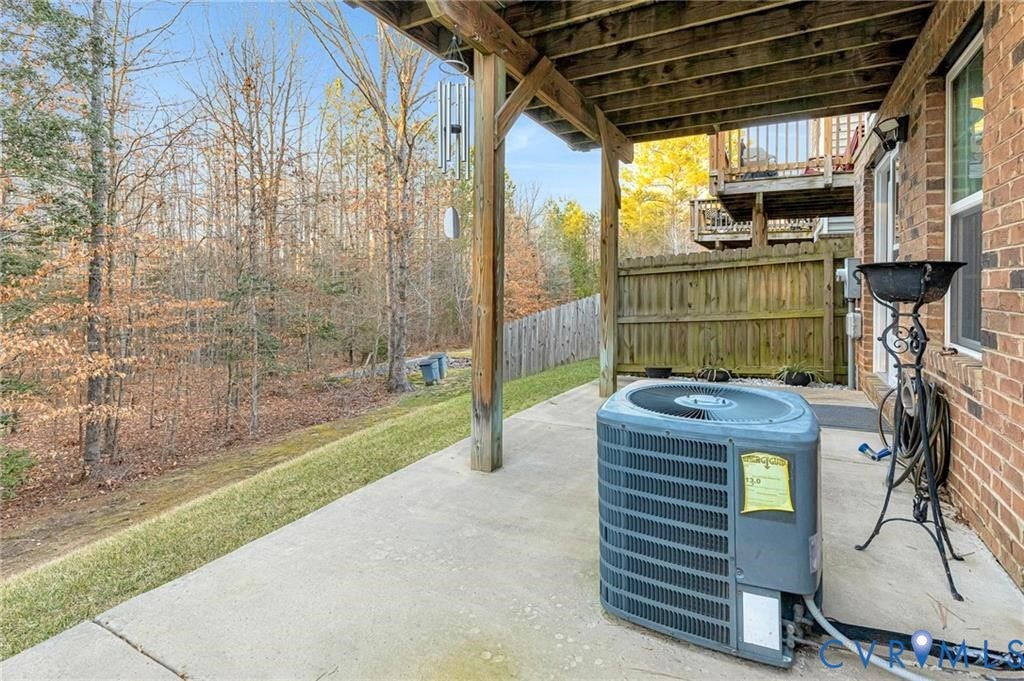 11600 Vicars Ridge Lane, Henrico, VA 23059 View of patio featuring fence and central AC