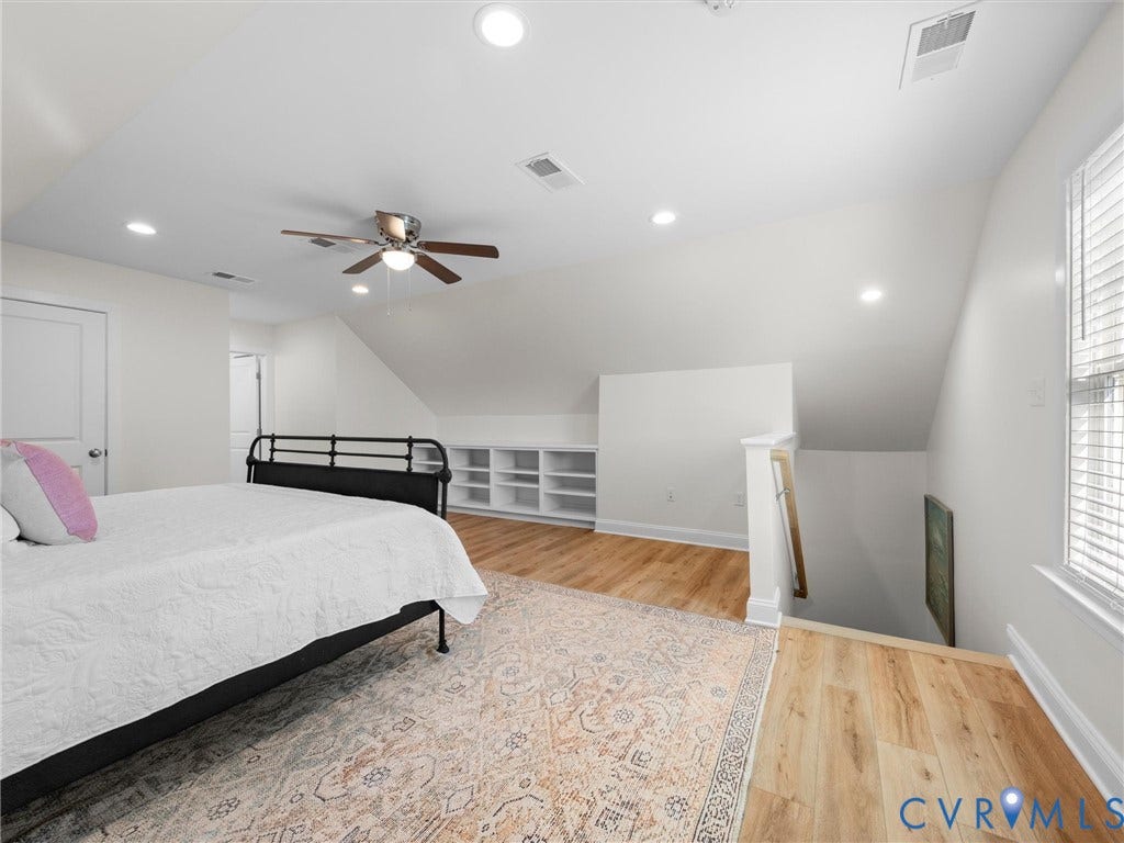 1412 Ascot Hill Terrace, Midlothian, VA 23112 Wood-finish flooring, vaulted ceilings, recessed lighting, ceiling fan, and built-in shelving
