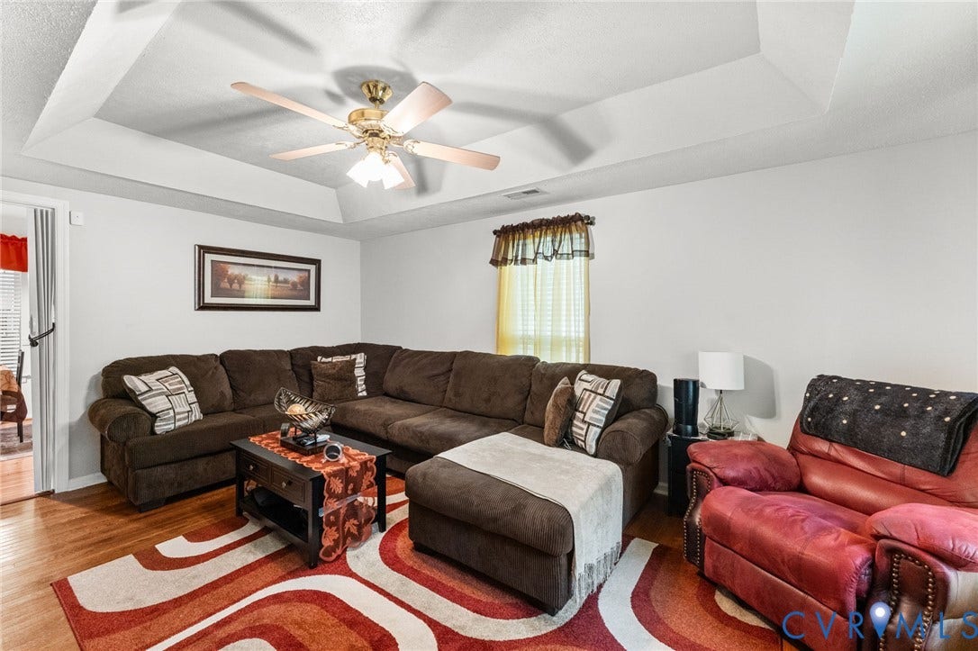 17030 Courtney Road, Reedy Church District, Hanover, VA 23069 Tray ceiling, wood-finish flooring, and a central ceiling fan with integrated lighting