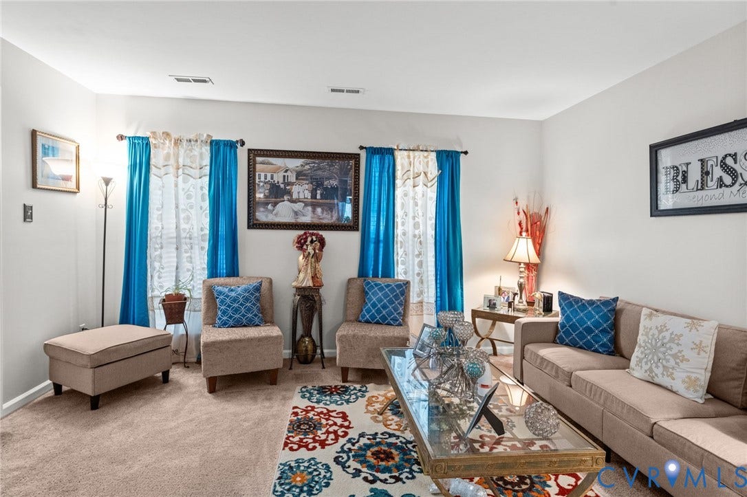 17030 Courtney Road, Reedy Church District, Hanover, VA 23069 Neutral-toned interior space featuring carpeted flooring and dual windows with window hardware