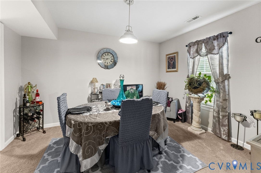 17030 Courtney Road, Reedy Church District, Hanover, VA 23069 Neutral wall-to-wall carpeting, single-light pendant fixture, and a window with a traditional rod and valance