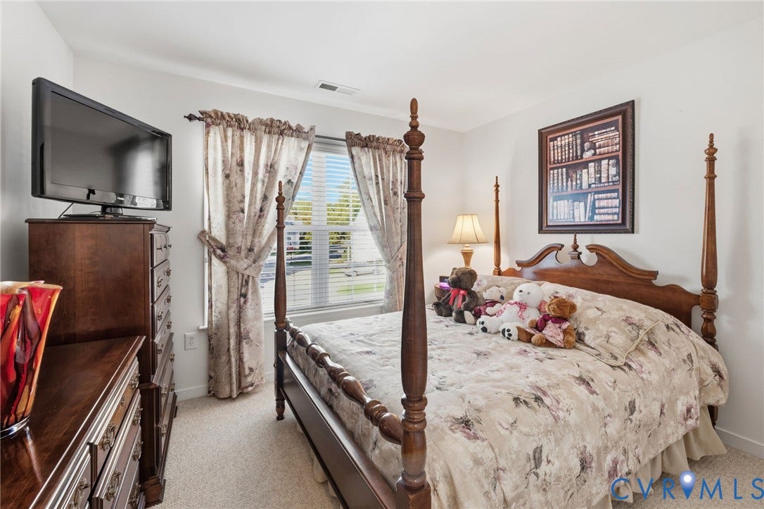 621 Scotter Hills Court, Midlothian, VA 23114 Neutral wall palette featuring carpeted flooring and a multi-pane window with horizontal blinds