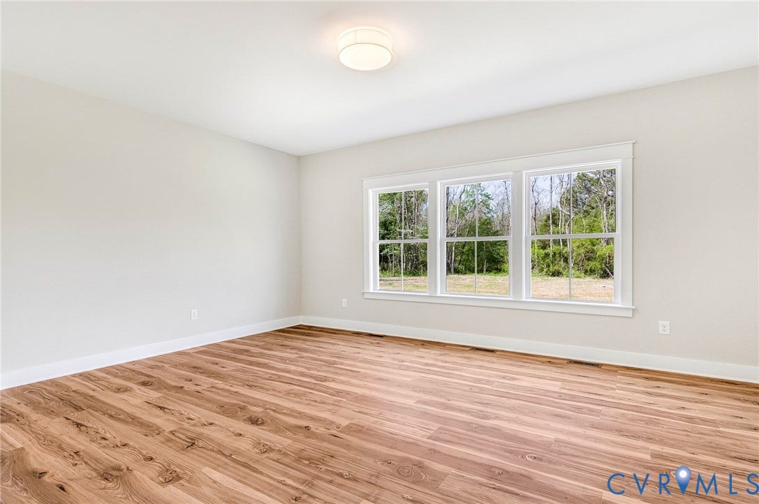 8860 Emily Jane Place, Quinton, VA 23141 The property features light-colored walls, wood flooring, and a ceiling light fixture