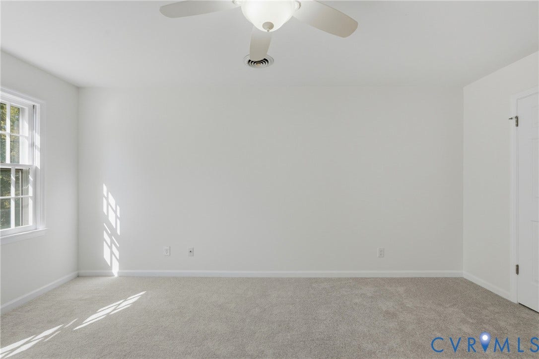 12506 Mandolin Drive, Chesterfield, VA 23113 Neutral-toned carpeting, multi-pane window, white-finish door, and ceiling-mounted light fixture with fan