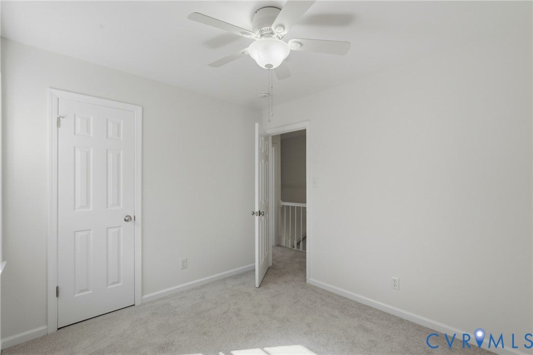 12506 Mandolin Drive, Chesterfield, VA 23113 Neutral-toned carpeting, and a ceiling-mounted light fixture with integrated fan
