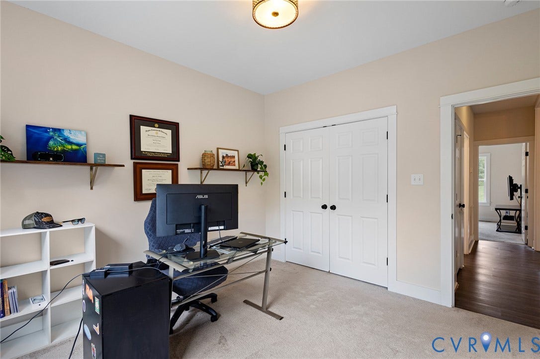 360 Anderson Mill Drive, Anderson Mill, Bumpass, VA 23024 Room featuring neutral wall paint, plush carpeting, double-panel closet doors, and an overhead flush-mount light fixture