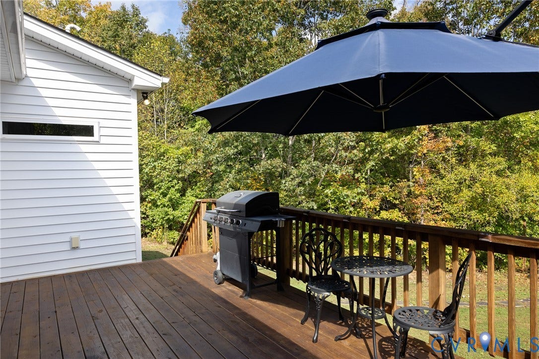 360 Anderson Mill Drive, Anderson Mill, Bumpass, VA 23024 Elevated wood deck featuring a horizontal wood railing and white horizontal siding