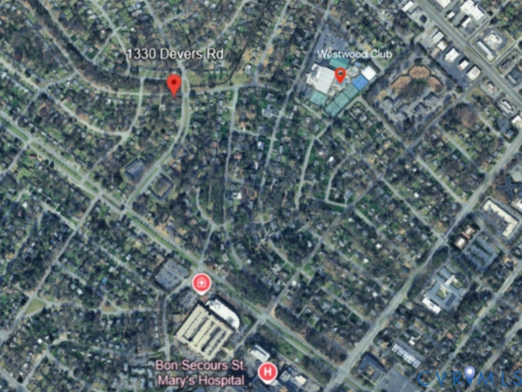 1330 Devers Road, Henrico, VA 23226 Site Map. Indicating the geographic coordinates of the property in relation to local facilities