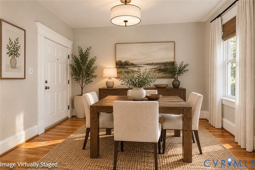 101 N Stafford Avenue, #U4, Stafford Terrace Condo, Richmond, VA 23220 Hardwood flooring, multi-pane window with interior casing, and a drum-style ceiling light fixture