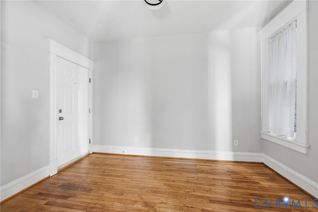 101 N Stafford Avenue, #U4, Stafford Terrace Condo, Richmond, VA 23220 Room featuring wood-finish flooring, white multi-panel entry door, and window with white casing