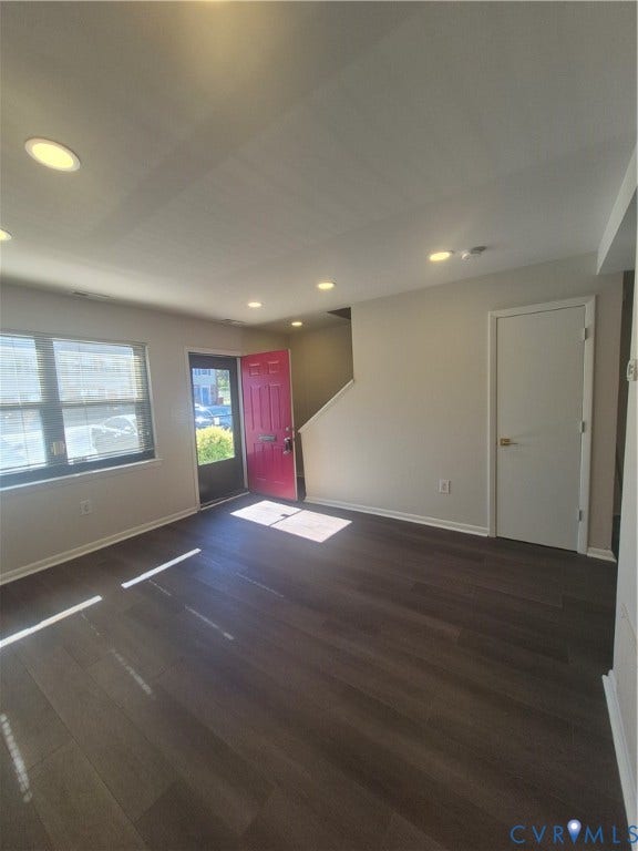 17 Jarratt Court, Petersburg, VA 23803 Interior space featuring dark wood-finish flooring, recessed lighting, and a multi-pane window