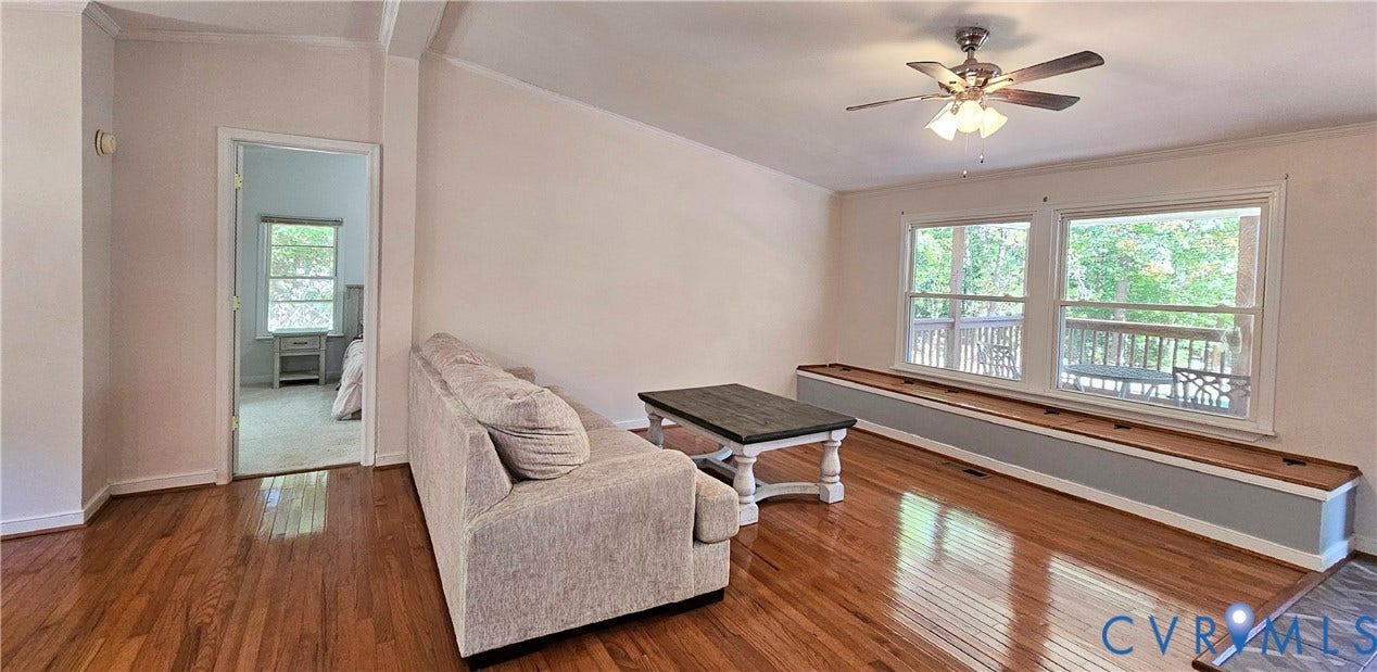 24110 Genito Road, Amelia, VA 23002 Hardwood flooring, dual windows with integrated bench seating, and a ceiling fan