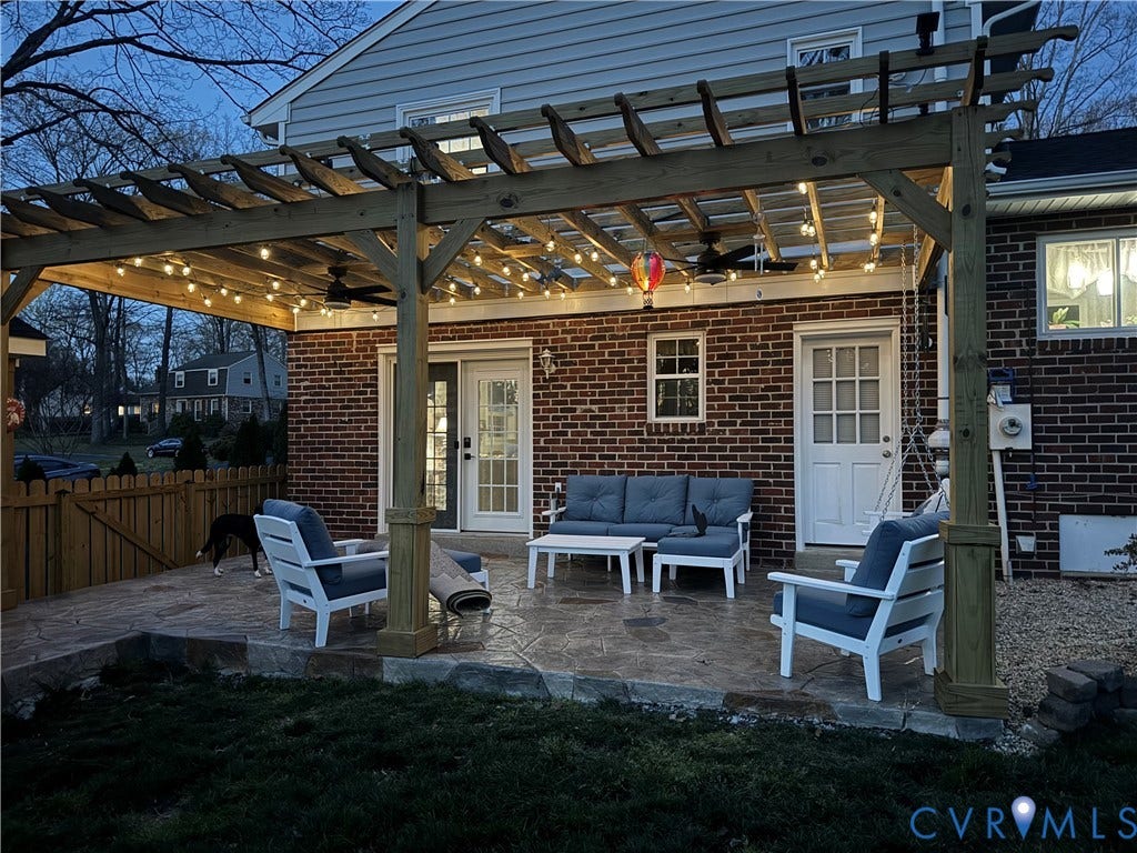 1120 Black Heath Road, Robious/Huguenot, Midlothian, VA 23113 Pergola with solar bistro lights
