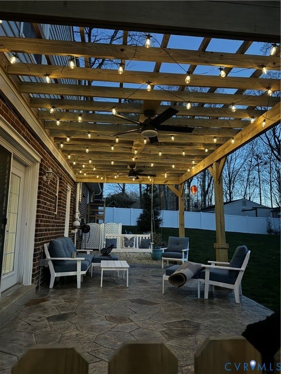 1120 Black Heath Road, Robious/Huguenot, Midlothian, VA 23113 Pergola with solar bistro lights