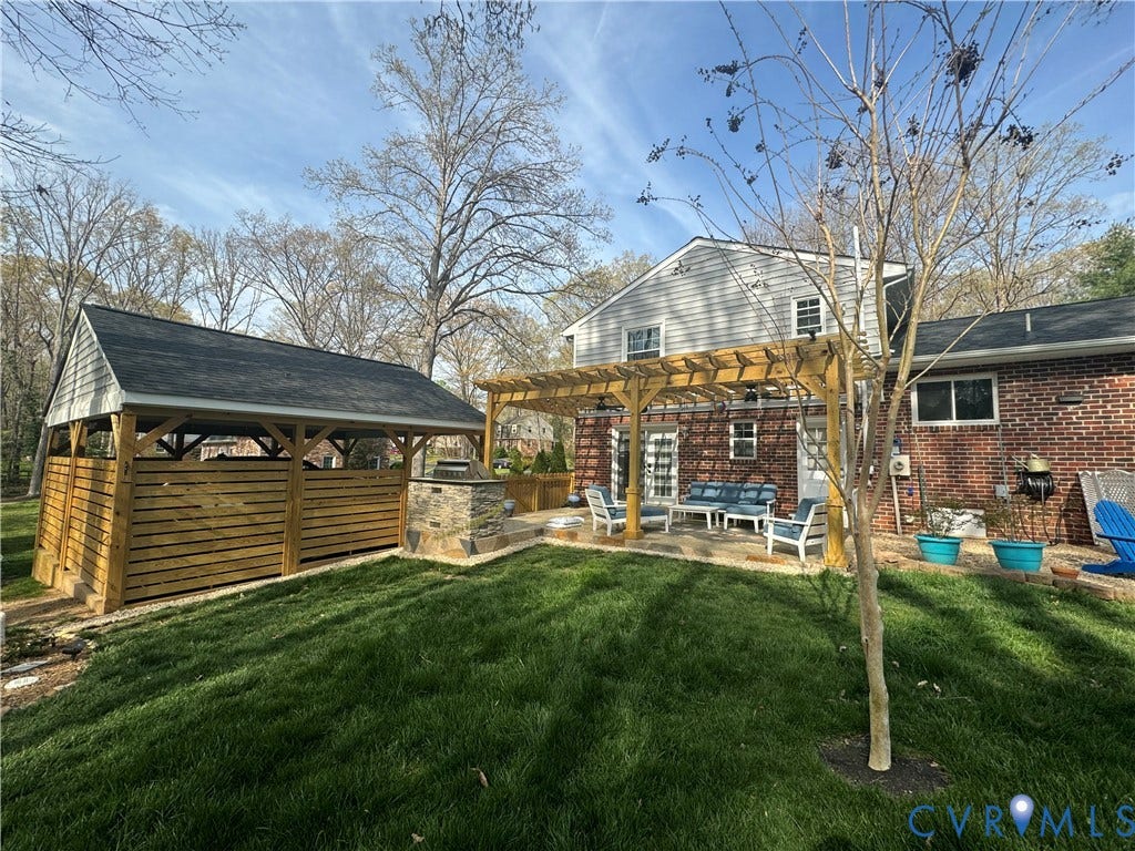 1120 Black Heath Road, Robious/Huguenot, Midlothian, VA 23113 Back yard view of pergola, patio, and carport