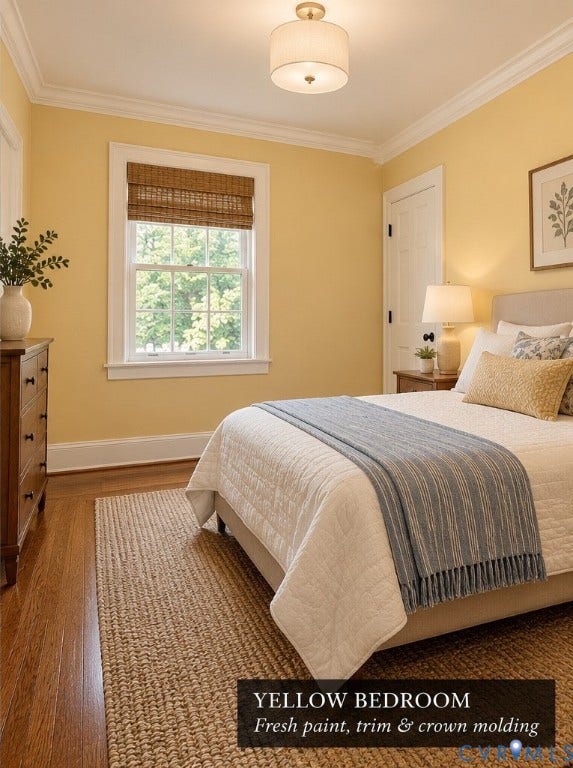4114 Crestwood Road, Established, Richmond, VA 23227 Hardwood flooring, crown molding, multi-pane window, and drum-style ceiling light fixture