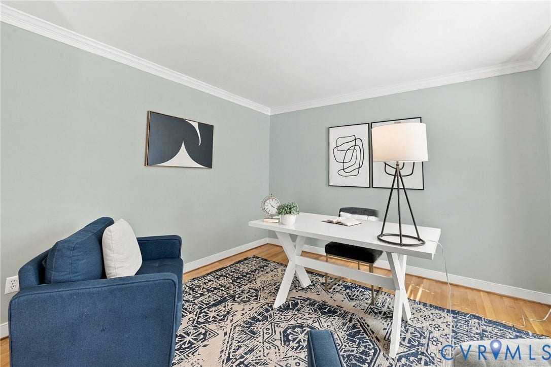 4712 Cedar Forest Road, Glen Allen, VA 23060 Versatile first-floor office featuring hardwood floors, crown molding, and plenty of room for a dedicated workspace.