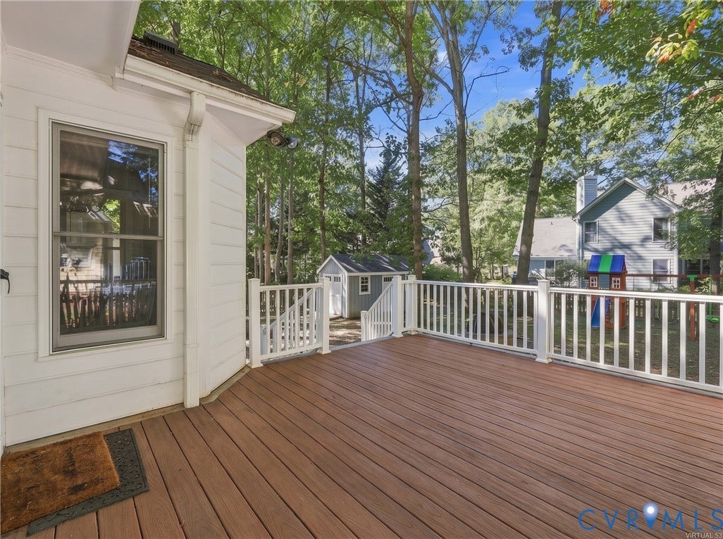 4712 Cedar Forest Road, Glen Allen, VA 23060 Spacious rear low maintenance composite deck with convenient access to the backyard and stone patio.