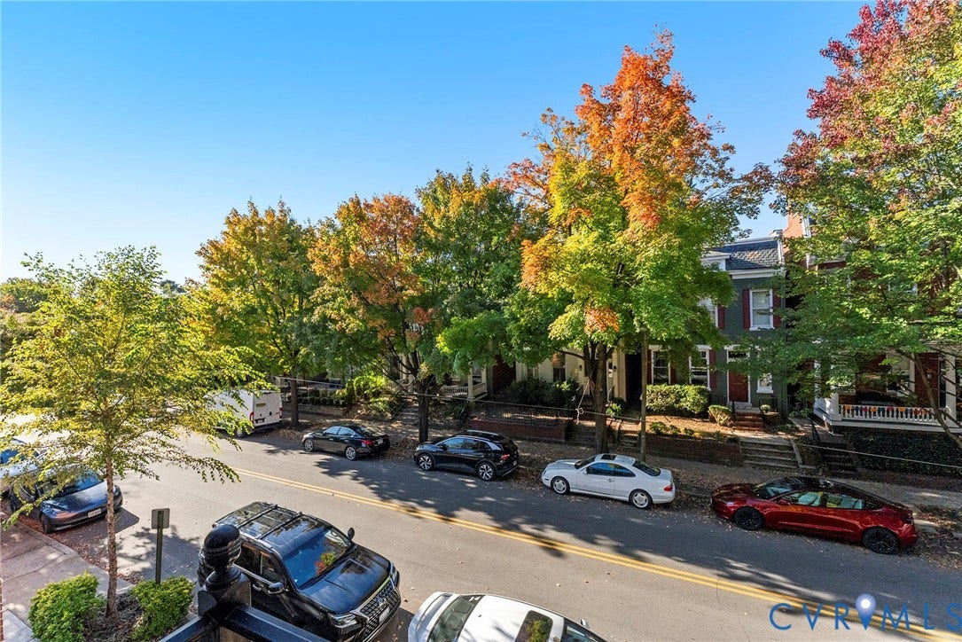 2416 Park Avenue, #U4, The Fan District, Richmond, VA 23220 Streetscape featuring mature deciduous trees and multi-story masonry residential architecture with front porches