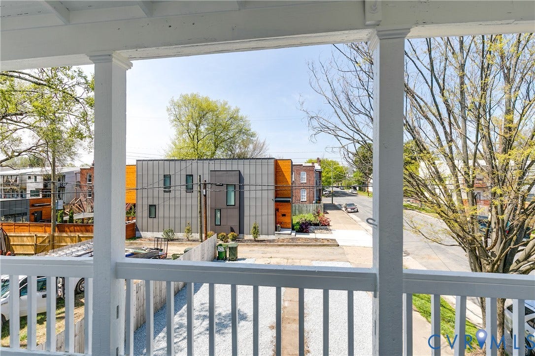620 Chimborazo Boulevard, Church Hill, Richmond, VA 23223 Covered porch featuring white wood railings and structural columns