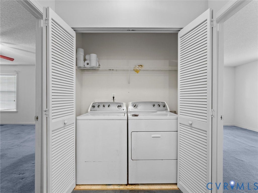 9520 Willow Ridge Drive, Glen Allen, VA 23060 Laundry closet featuring white louvered bifold doors and built-in wire shelving