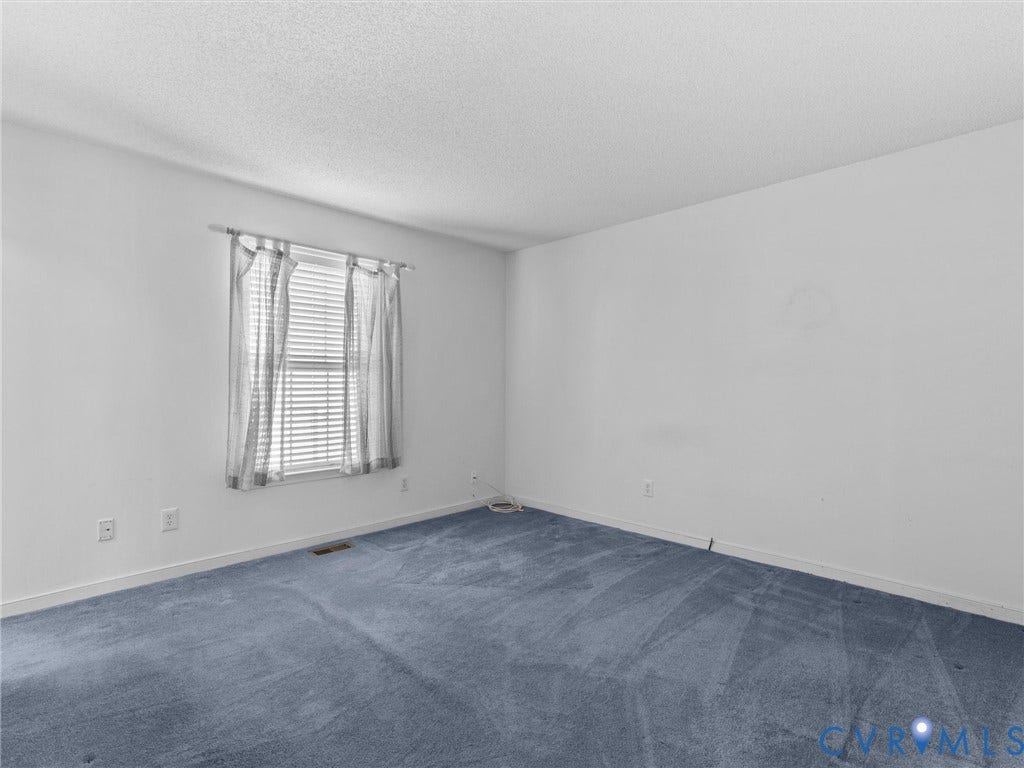 9520 Willow Ridge Drive, Glen Allen, VA 23060 Neutral-toned interior space featuring blue carpeting, a single-pane window, and white walls