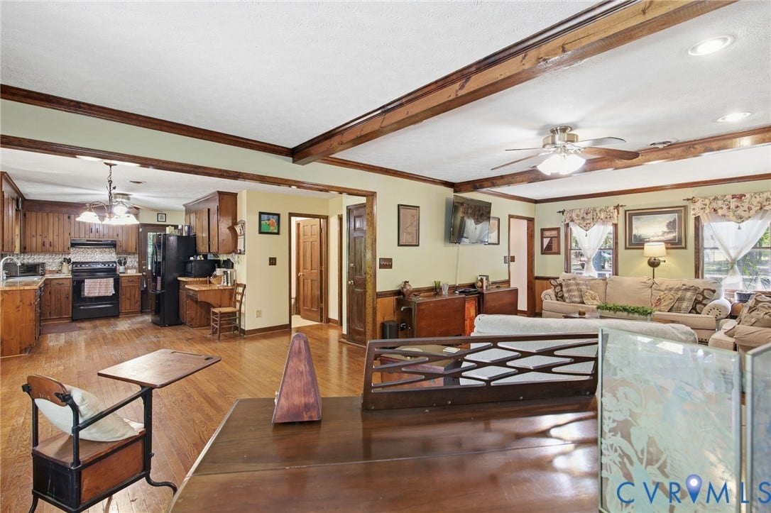 1330 Ruffin Mill Road, South Chesterfield, VA 23834 Wood flooring, exposed ceiling beams, recessed lighting, and wooden cabinetry