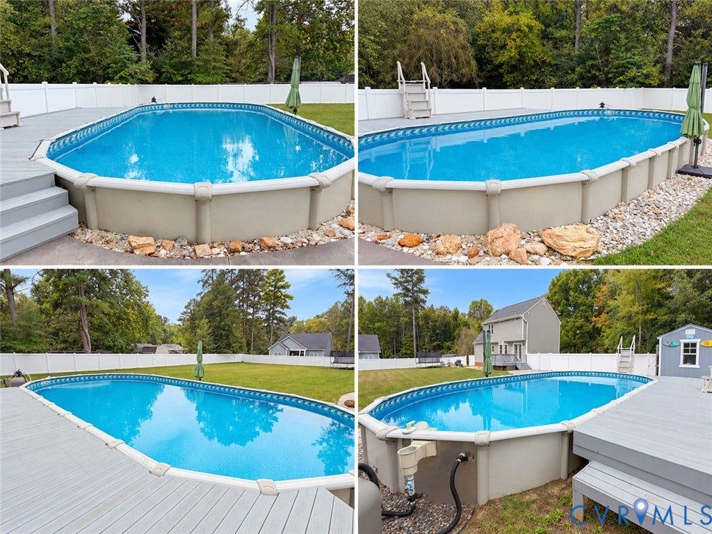 8477 Cheraw Road, Mechanicsville, VA 23116 *pictures from summer* Property Feature Documentation. Exterior swimming pool installation situated on the property