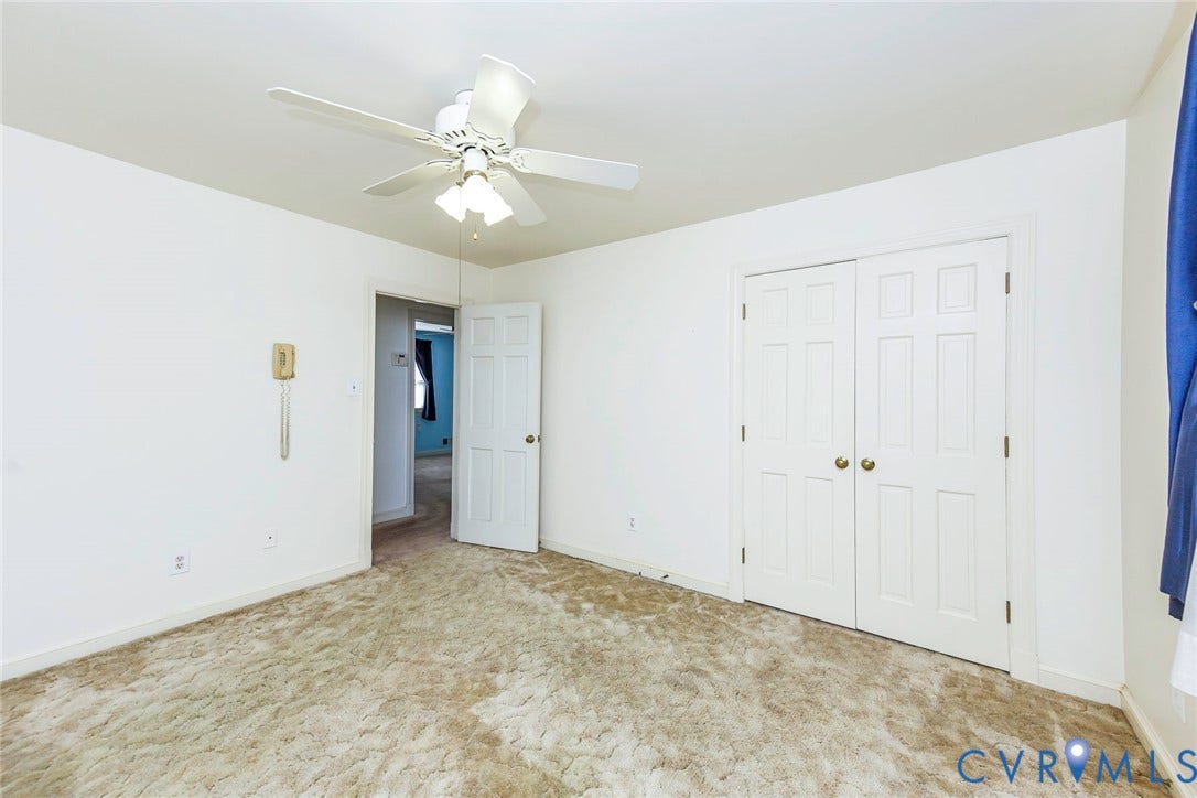 4511 Inca Drive, Ampthill, VA 23237 Room featuring wall-to-wall carpeting, a ceiling fan with integrated lighting, and a double-door closet