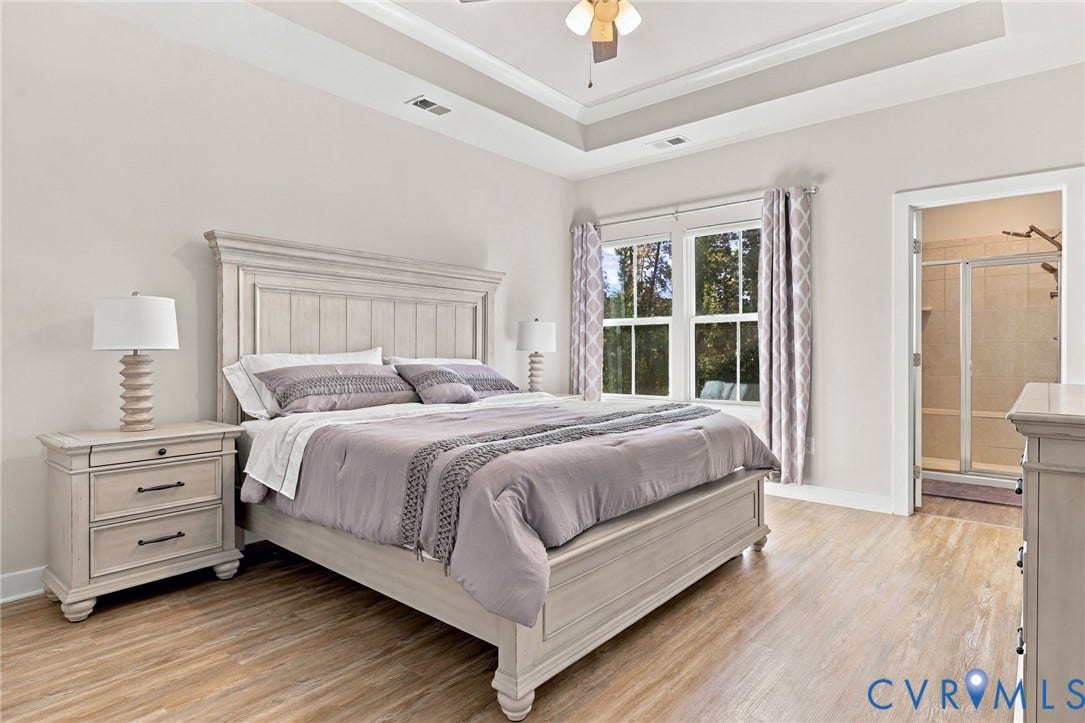 1716 German School Road, Westlake Heights, Richmond, VA 23225 Tray ceiling with recessed lighting, wood-finish flooring, and dual-pane windows