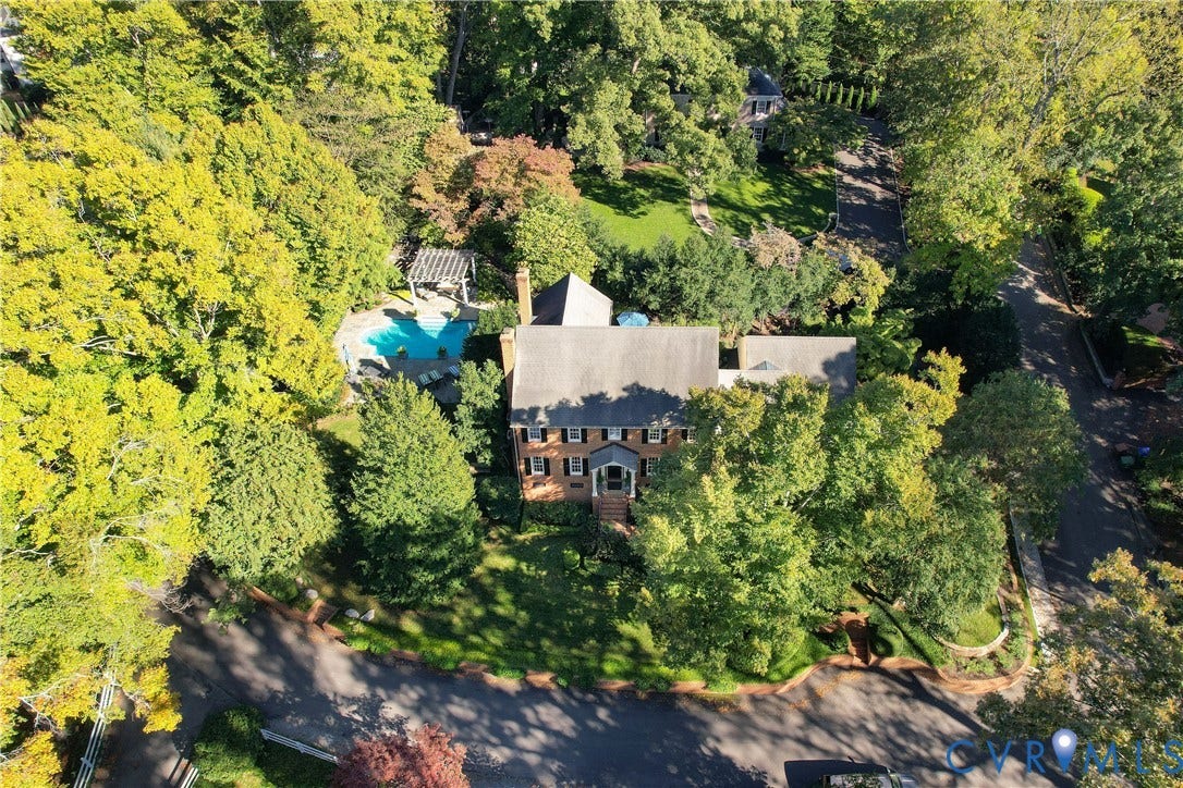 205 Poplar Lane, South Of Cary Street Rd, Richmond, VA 23226 Elevated view of the property and pool