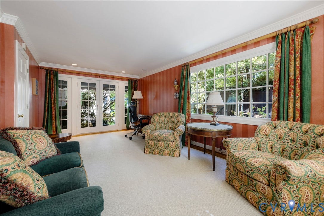205 Poplar Lane, South Of Cary Street Rd, Richmond, VA 23226 French doors open to the rear terraces.