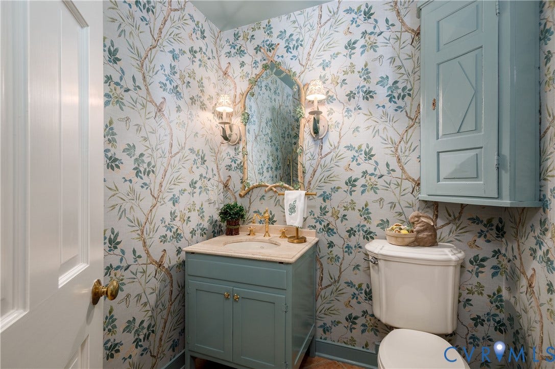 205 Poplar Lane, South Of Cary Street Rd, Richmond, VA 23226 The pretty powder room is just off the back hallway.